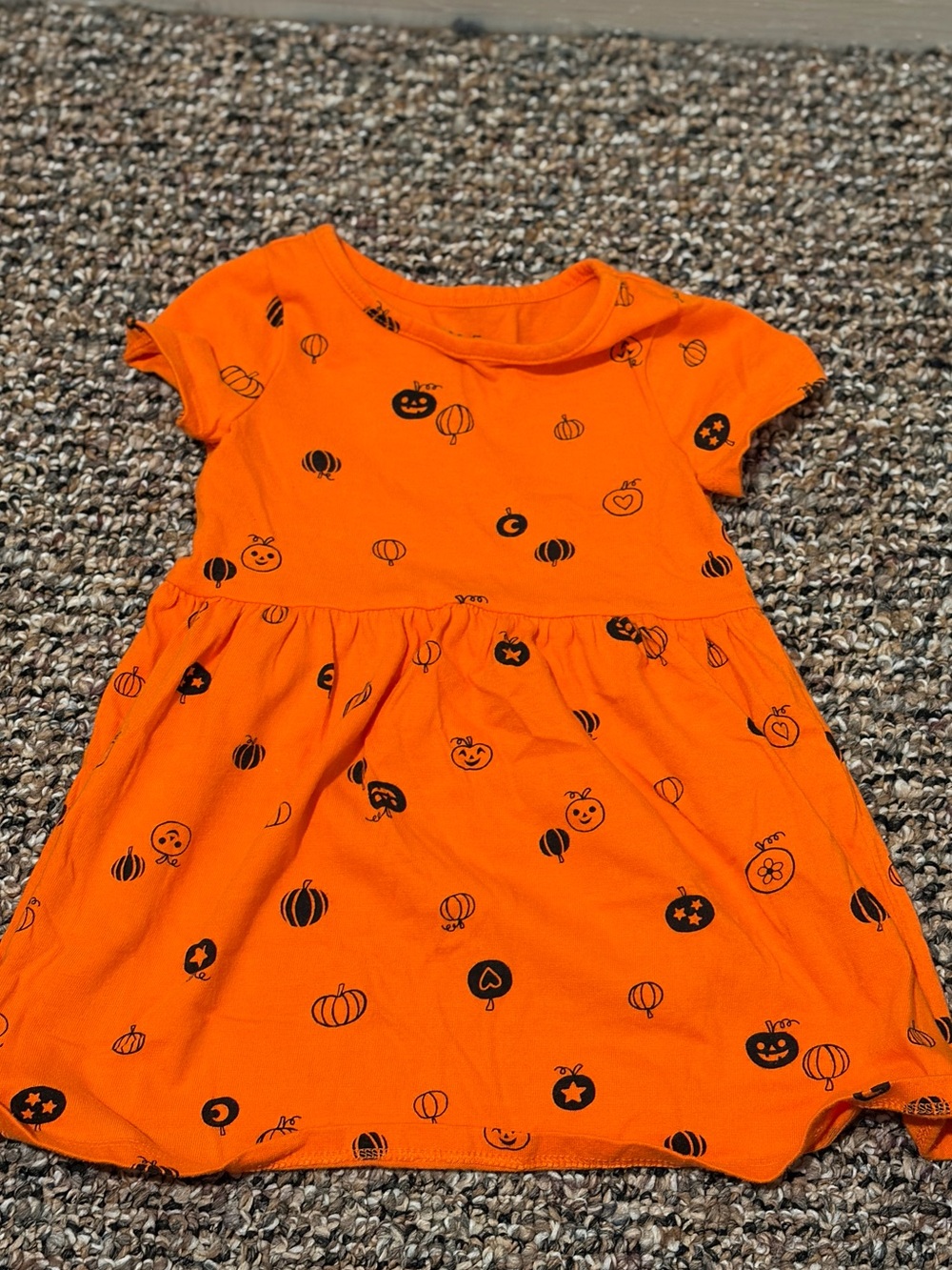 Cat & Jack Orange Halloween Pumpkin Print Dress